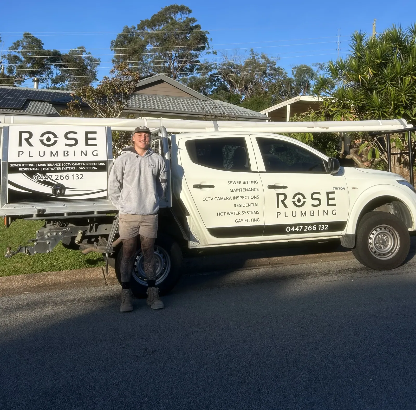 Rose Plumbing ute parked on a Newcastle street